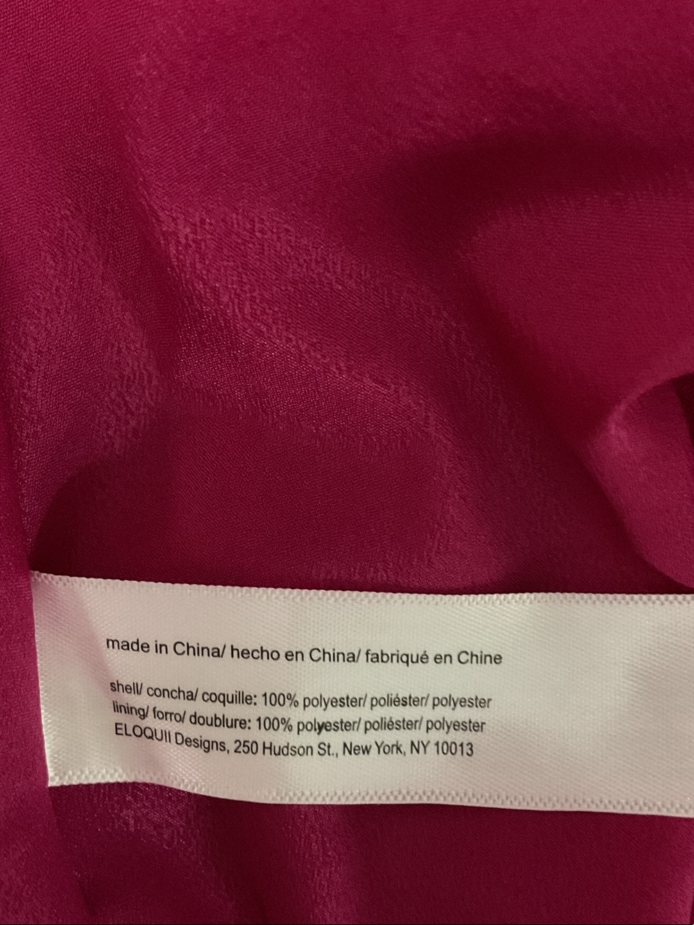 NWOT Magenta Pleated V-Neck Ruffle-Trim LS Dress P:23” L:48” - Picture 4 of 4